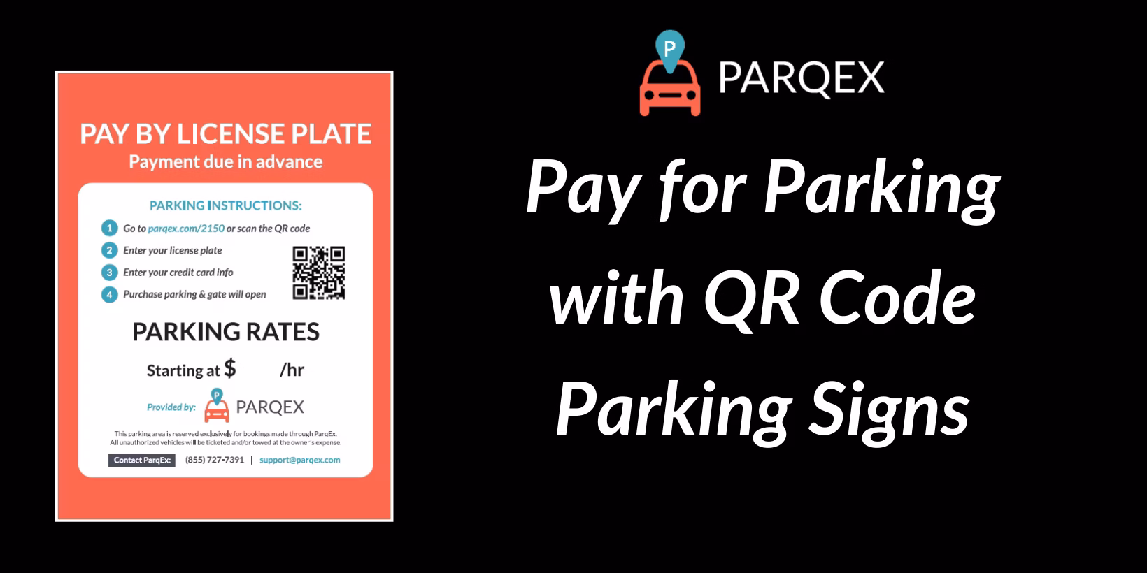 Pay For Parking With Qr Code Parking Signs Png 1640 X 820 1 Avif demonstrating ParqEx's smart parking technology in action.