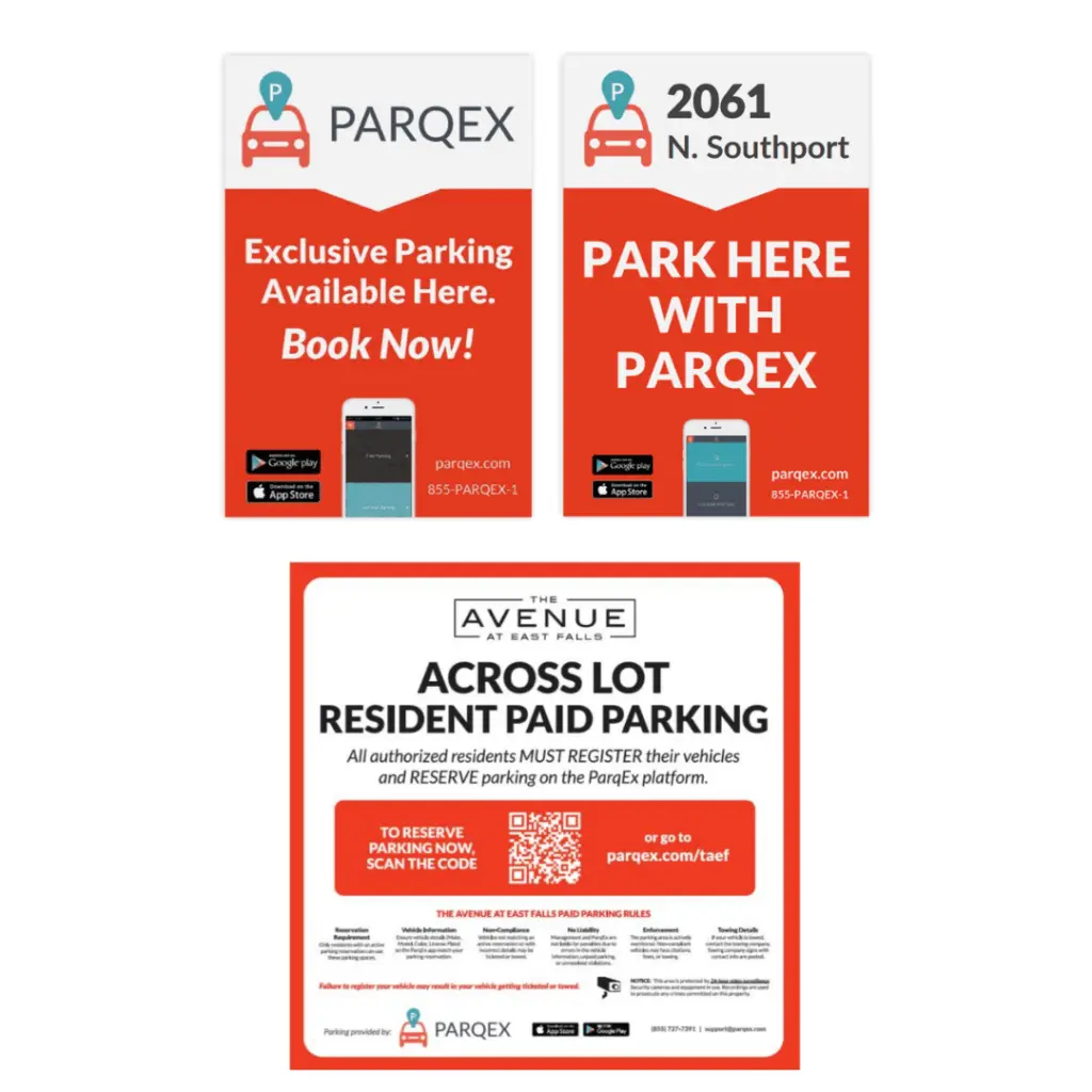 ParqEx Custom Parking Signage Banner Metal and Pay-To-Park Signs