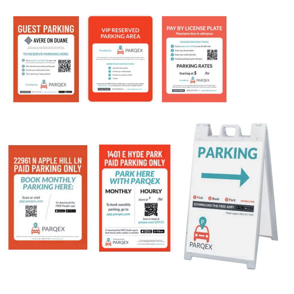 ParqEx Custom Parking Signs QR Codes, Sandwich, A Fram, VIP, Guest Parking